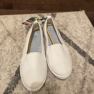White slide on shoes